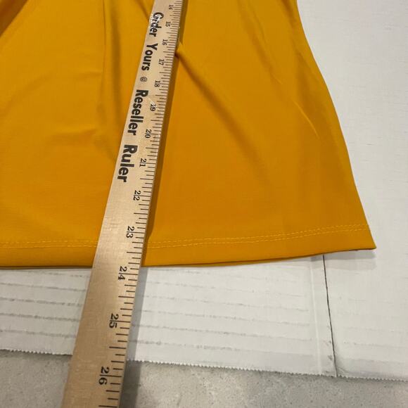 NY Collections blouse women's Large yellow mustard pleated front puffy S/L - Picture 4 of 13